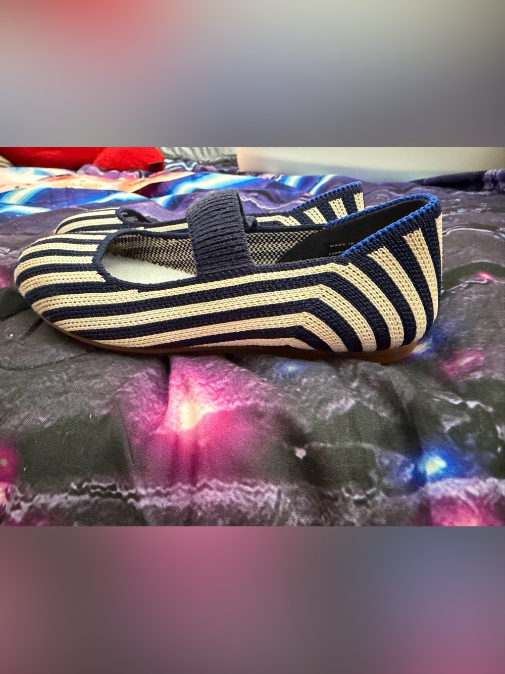 Rothy’s Girls Navy & White Striped Mary Jane Knit Shoes size 11 - Picture 3 of 6